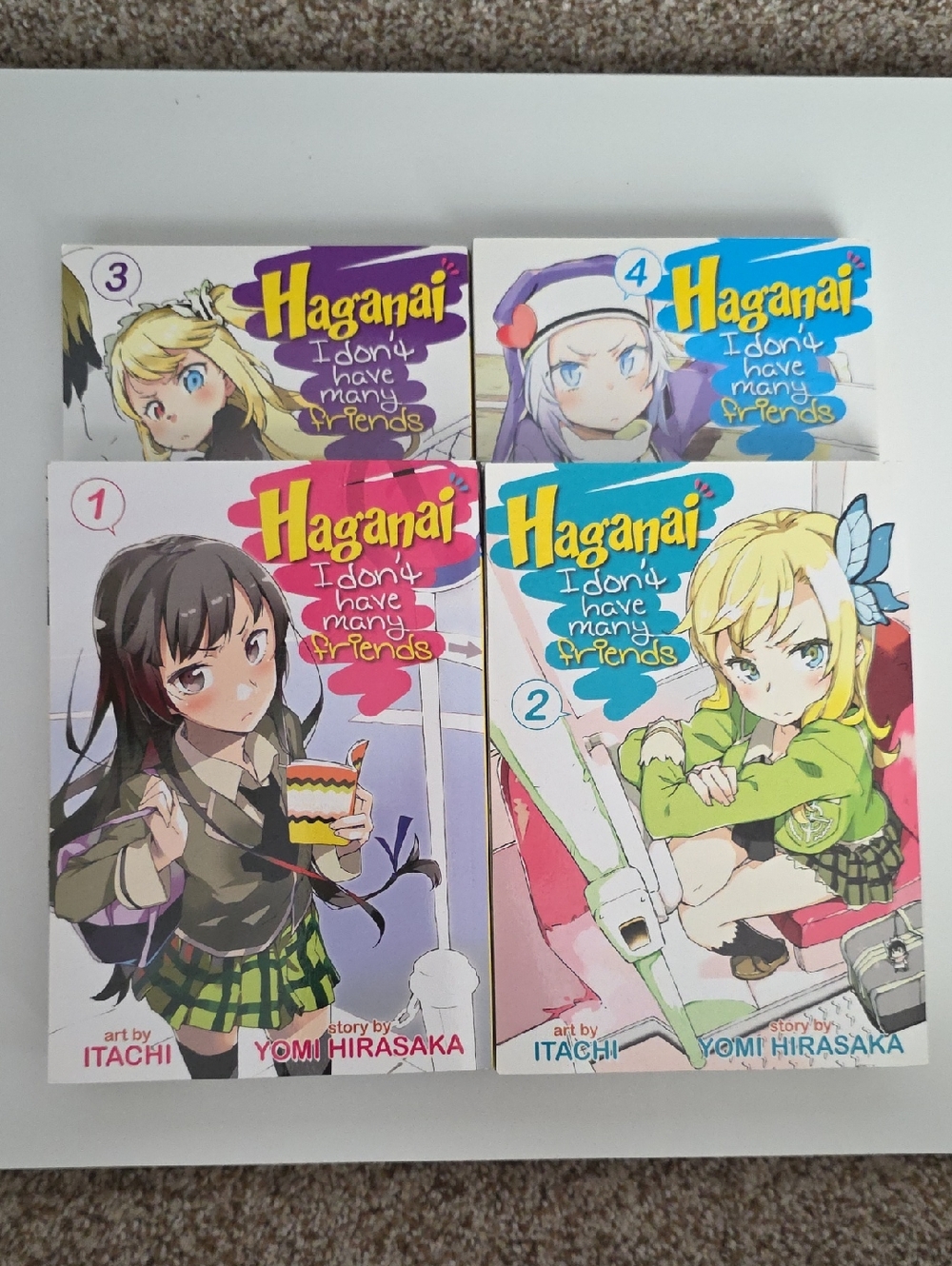 Haganai (I Don't Have Many Friends) Volumes 1-4 Manga Set - Colorful Cover Art